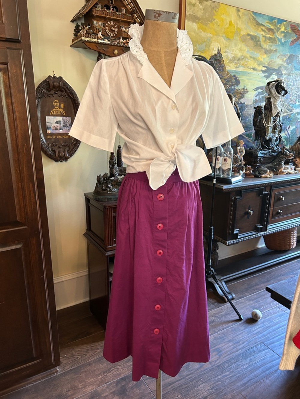 1970’s Union Made Purple Midi Skirt Sz S Button Front.
